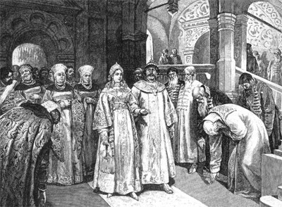 Василий III вводит во дворец невесту Елену Глинскую